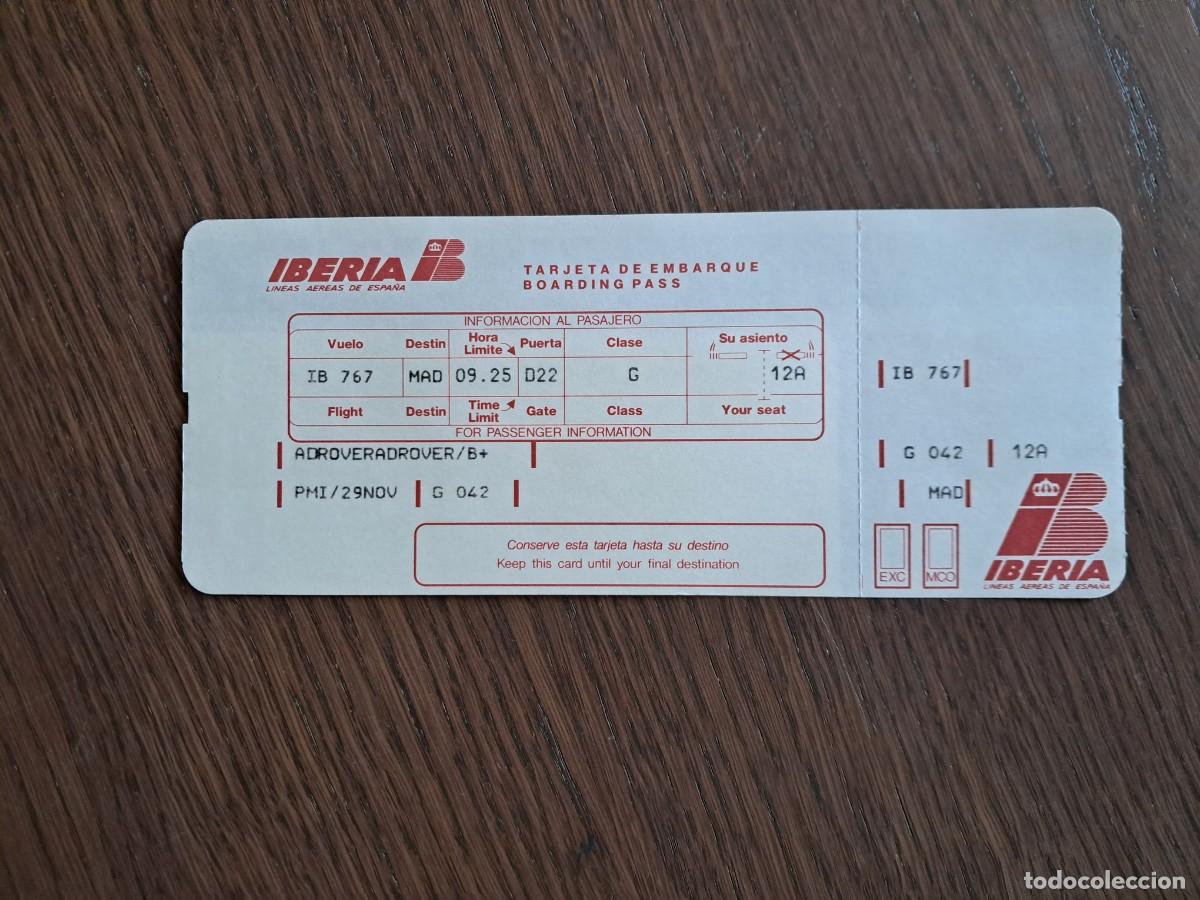 Coleccionismo billetes de transporte: tarjeta de embarque, vuelo de Iberia, Madrid-Palma de Mallorca. principios a&ntilde;os 2000.