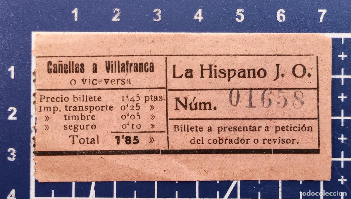 Coleccionismo billetes de transporte: BILLETE/TIQUET - LA HISPANO J.O. - CA&Ntilde;ELLAS A VILLAFRANCA - 1943