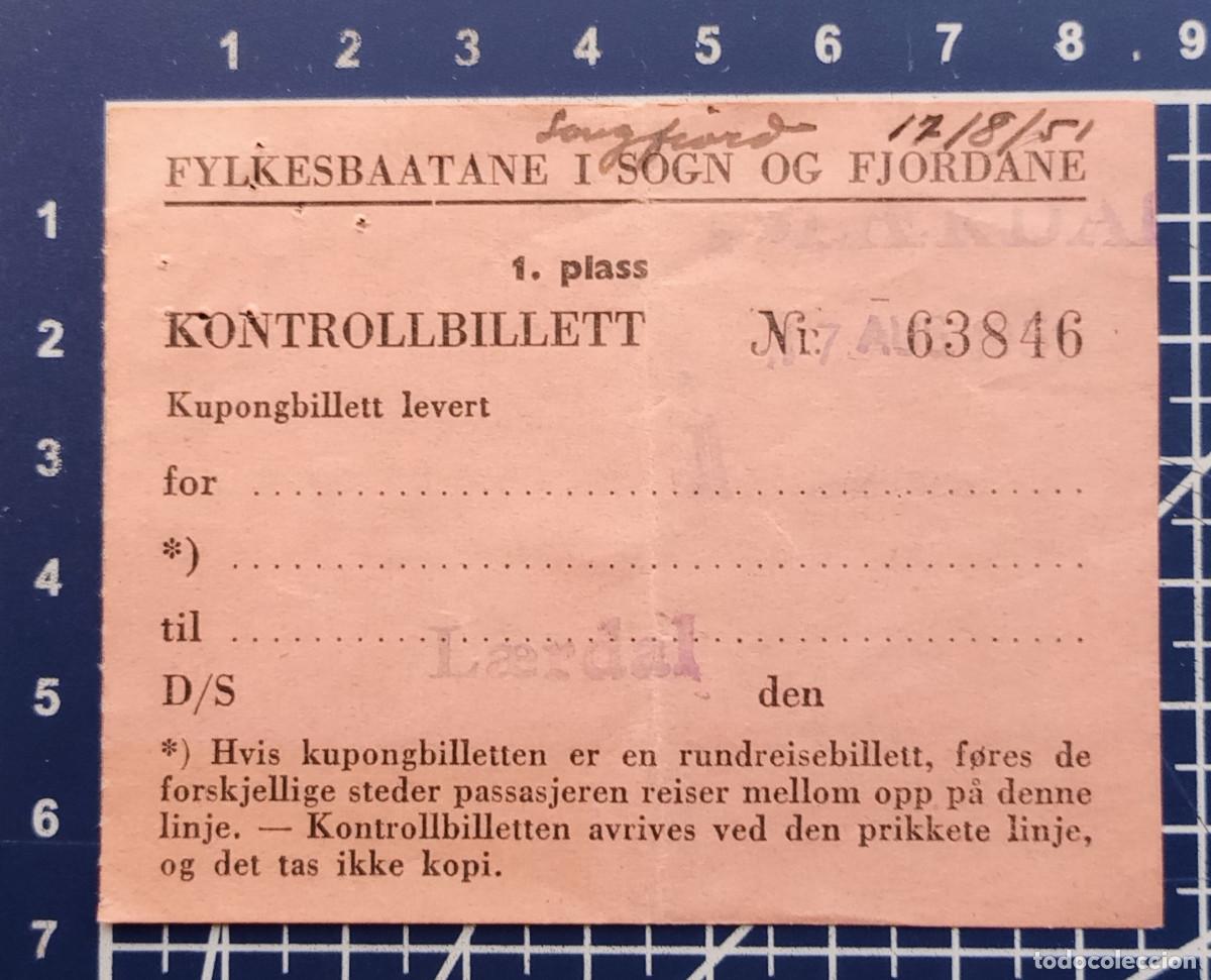 Coleccionismo billetes de transporte: BILLETE/TIQUET - FYLKESBAATANE I SOGN OG FJORDANE - 1951