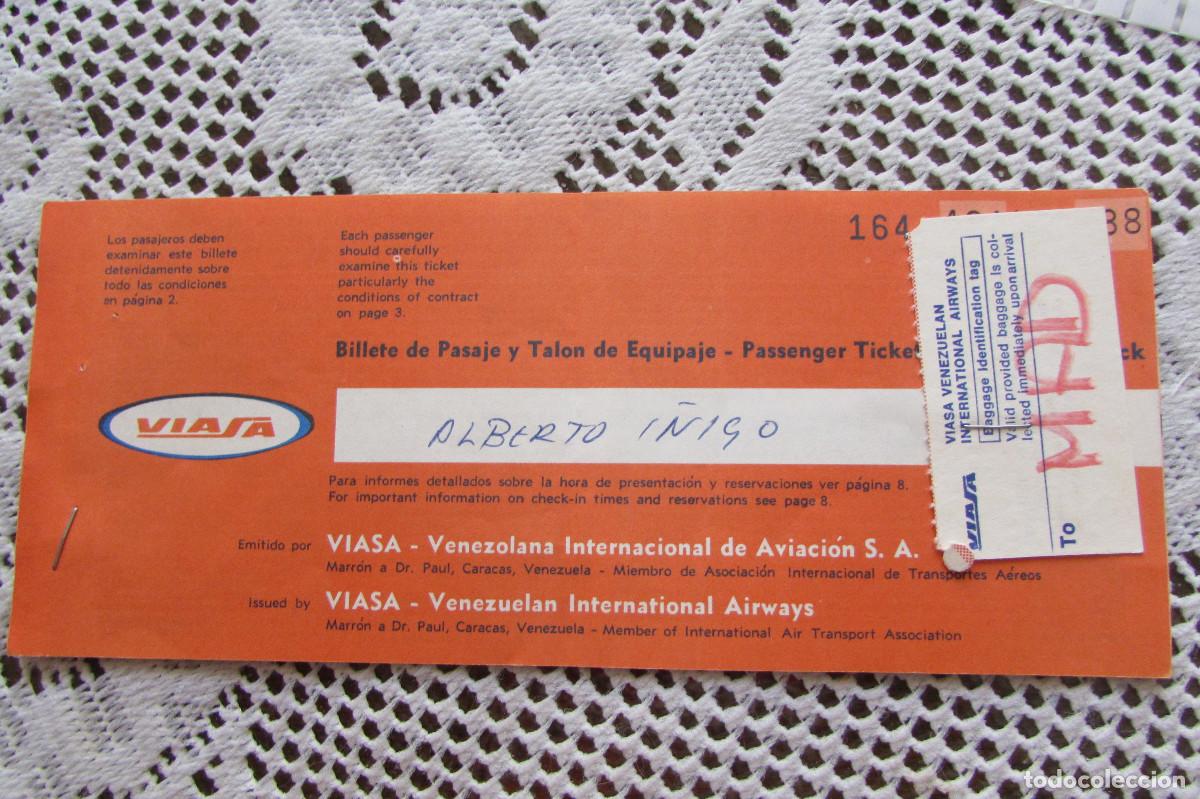 Coleccionismo billetes de transporte: BILLETE DE PASAJE Y TALON DE EQUIPAJE VIASA VENEZOLANA INTERNACIONAL DE AVIACION