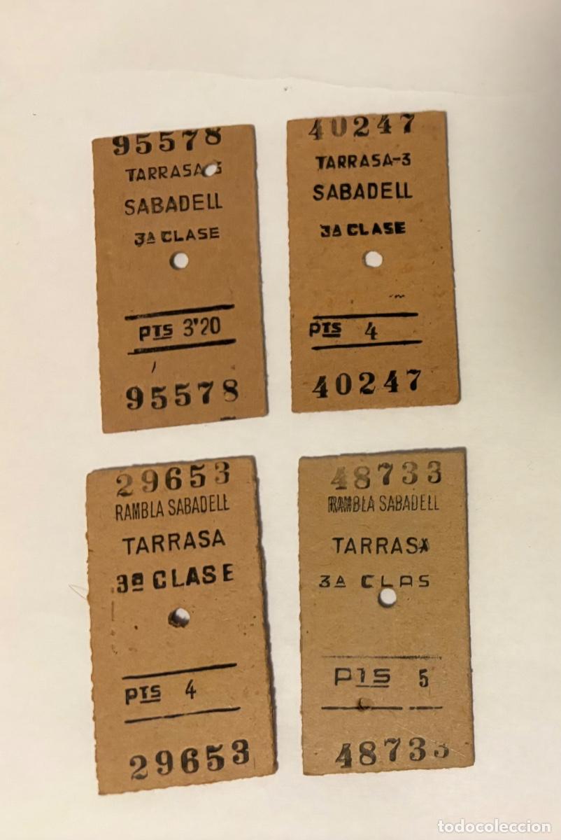 Coleccionismo billetes de transporte: LOTE 4 BILLETES ANTIGUOS FERROCARRIL TARRASA SABADELL