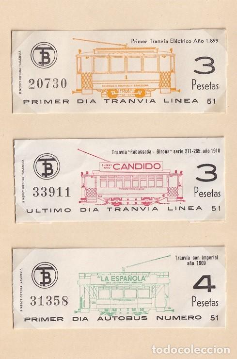 Coleccionismo billetes de transporte: Primer y &uacute;ltimo d&iacute;a tranv&iacute;a l&iacute;nea 51 + Primer d&iacute;a autob&uacute;s n&uacute;mero 51 / Primer tranv&iacute;a el&eacute;ctrico 1899