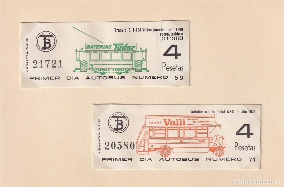 Coleccionismo billetes de transporte: Primer d&iacute;a autob&uacute;s n&uacute;mero 59 + Primer d&iacute;a autob&uacute;s n&uacute;mero 71 / Bater&iacute;as Tudor - Talleres Valli