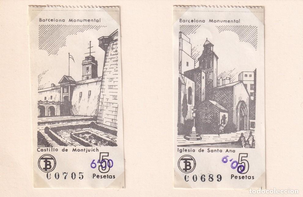 Coleccionismo billetes de transporte: Barcelona Monumental / Castillo de Montjuich - Iglesia de Santa Ana / Precio sobreimpreso