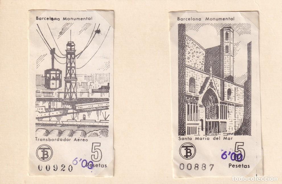 Coleccionismo billetes de transporte: Barcelona Monumental / Transbordador a&eacute;reo - Santa Mar&iacute;a del Mar / Precio sobreimpreso