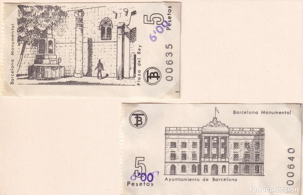 Coleccionismo billetes de transporte: Barcelona Monumental / Plaza del Rey - Ayuntamiento de Barcelona / Precio sobreimpreso