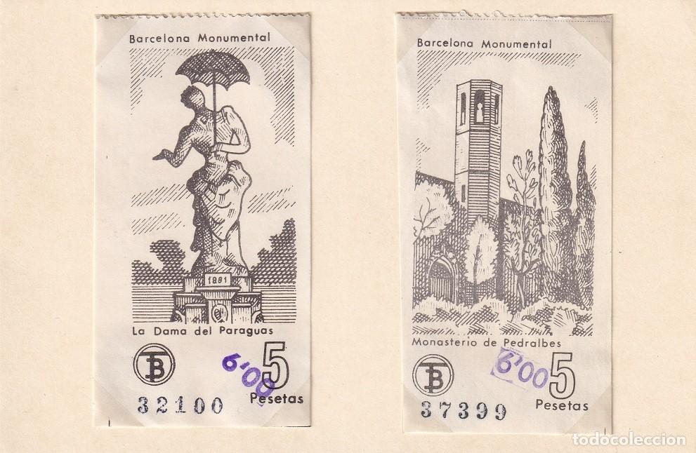 Coleccionismo billetes de transporte: Barcelona Monumental / La Dama del Paraguas - Monasterio de Pedralbes / Precio sobreimpreso