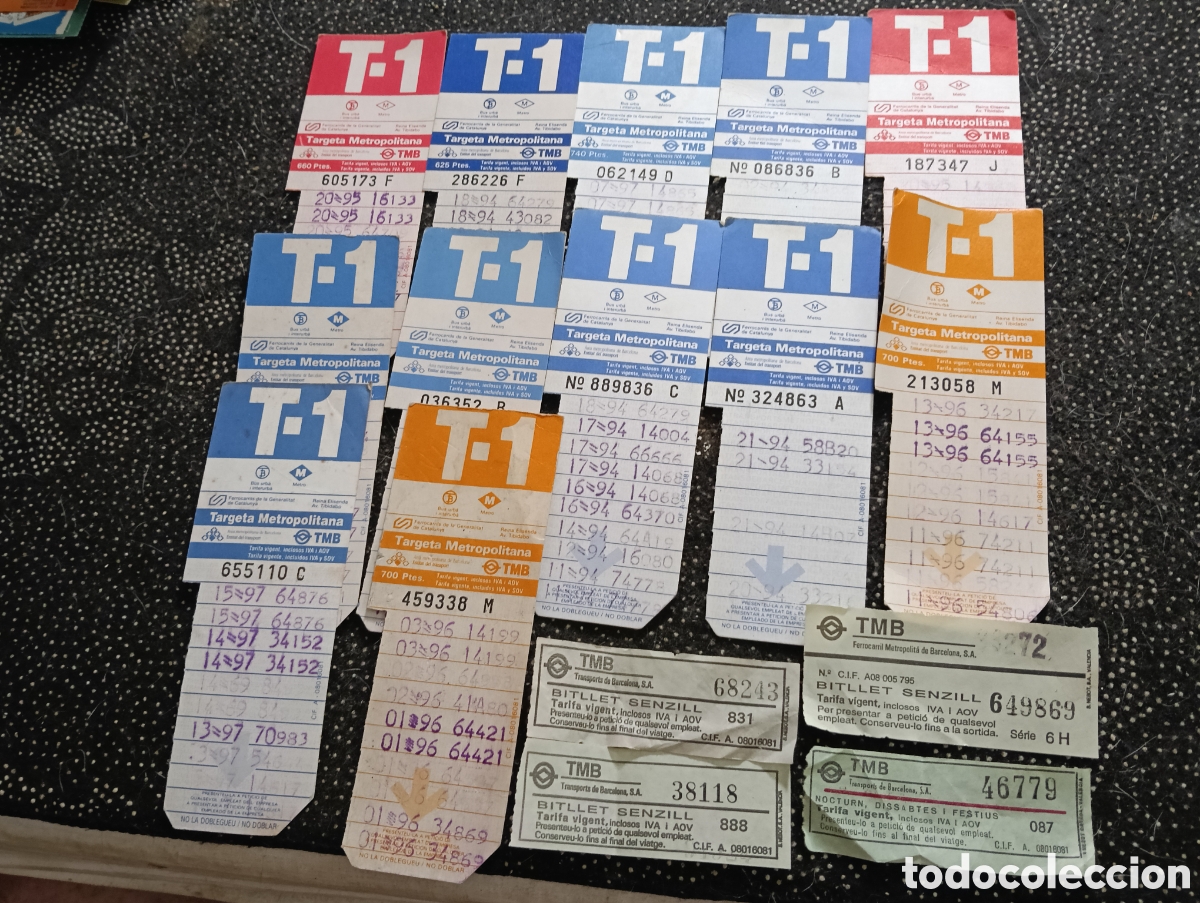 Coleccionismo billetes de transporte: Lote de 12 billetes de metro Barcelona antiguos