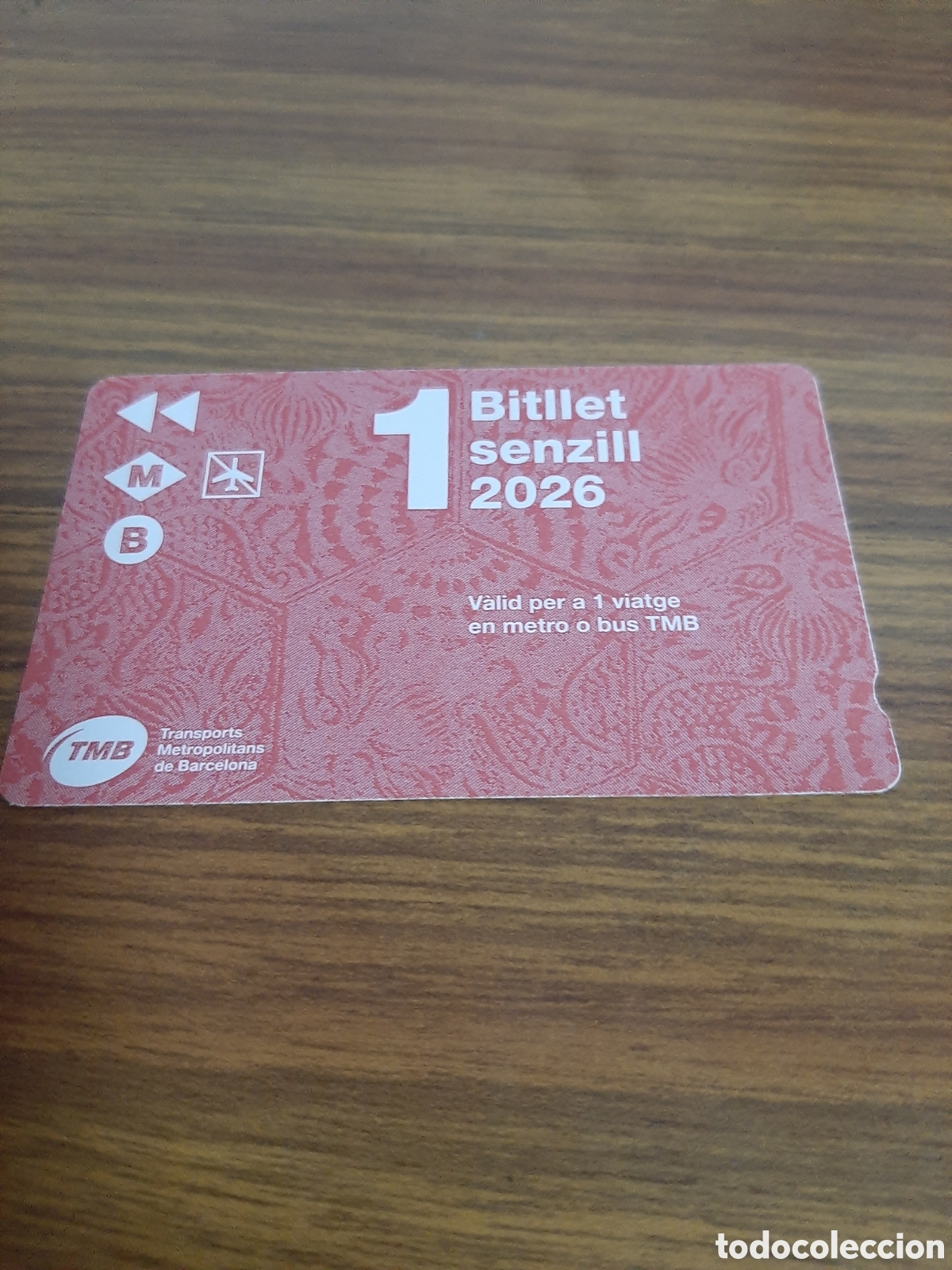 Coleccionismo billetes de transporte: TARJETA TRANSPORTE BITLLET SENZILL 2026 TMB BARCELONA