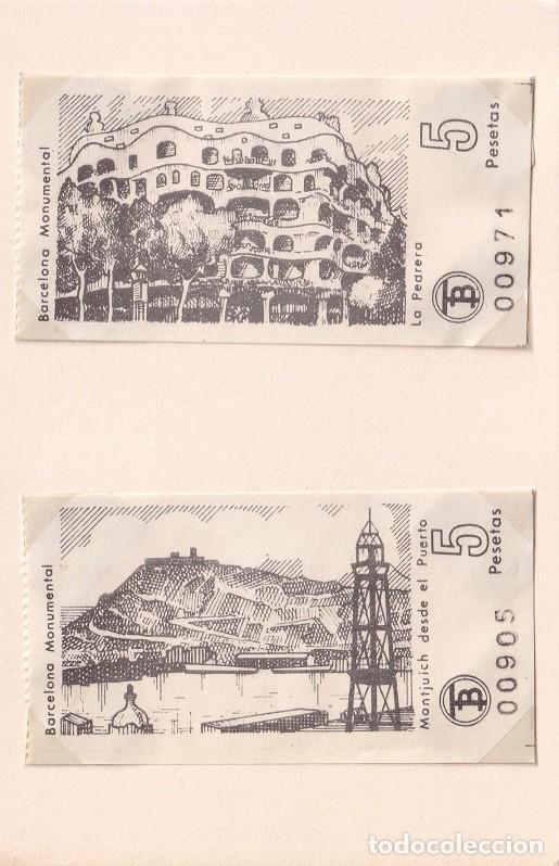 Coleccionismo billetes de transporte: Transportes de Barcelona - Barcelona Monumental / Montjuich desde el Puerto - La Pedrera