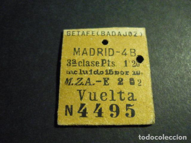 Coleccionismo billetes de transporte: BILLETE DE TREN MADRID GETAFE (BADAJOZ) 3&ordf; CLASE M.Z.A. E VUELTA 1927