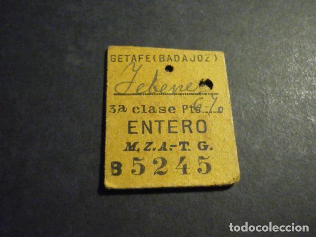 Coleccionismo billetes de transporte: BILLETE DE TREN GETAFE (BADAJOZ) YEBENES 3&ordf; CLASE M.Z.A. T.G. ENTERO 1926