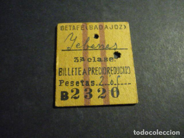 Coleccionismo billetes de transporte: BILLETE DE TREN GETAFE (BADAJOZ) YEBENES 3&ordf; BILLETE PRECIO REDUCIDO 1927