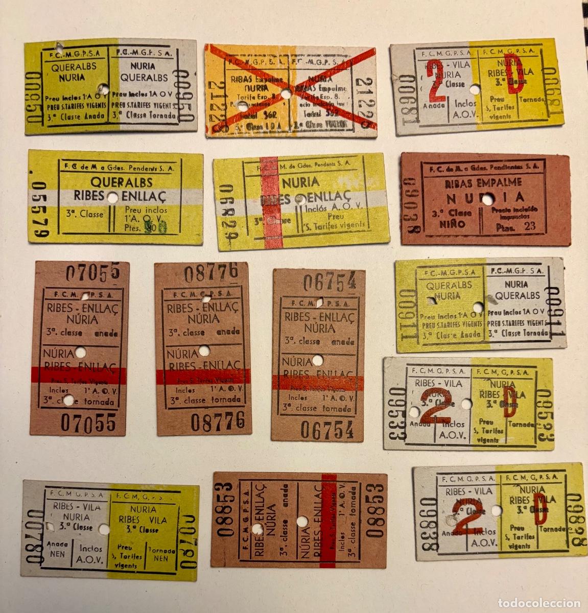 Coleccionismo billetes de transporte: LOTE BILLETES CREMALLERA NURIA - DIFERENTES RECORRIDOS
