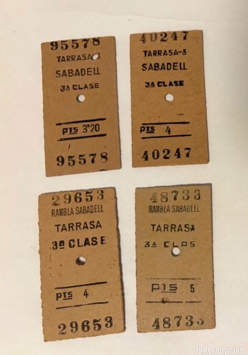 Coleccionismo billetes de transporte: LOTE 4 BILLETES ANTIGUOS FERROCARRIL TARRASA SABADELL