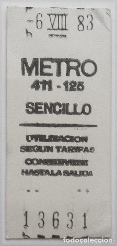 Coleccionismo billetes de transporte: CAPICUA 13631 -. BILLETE DE METRO DE MADRID - 6 AGOSTO 1983
