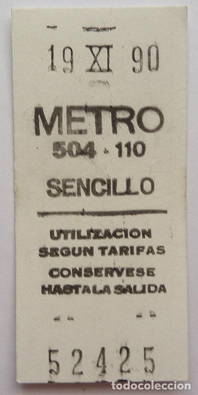 Coleccionismo billetes de transporte: CAPIC&Uacute;A 52425 -. BILLETE DE METRO DE MADRID - 19 NOVIEMBRE 1990