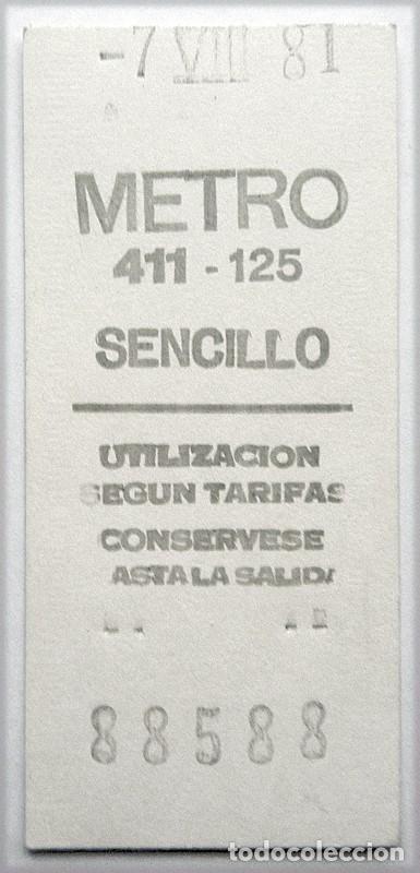 Coleccionismo billetes de transporte: CAPIC&Uacute;A 88588 -. BILLETE DE METRO DE MADRID - 7 JULIO 1981