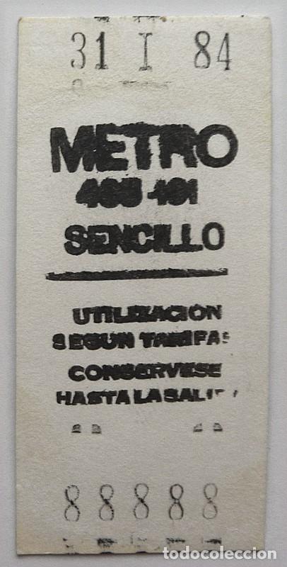 Coleccionismo billetes de transporte: CAPIC&Uacute;A 88888 - BILLETE DE METRO DE MADRID - 31 ENERO 1984