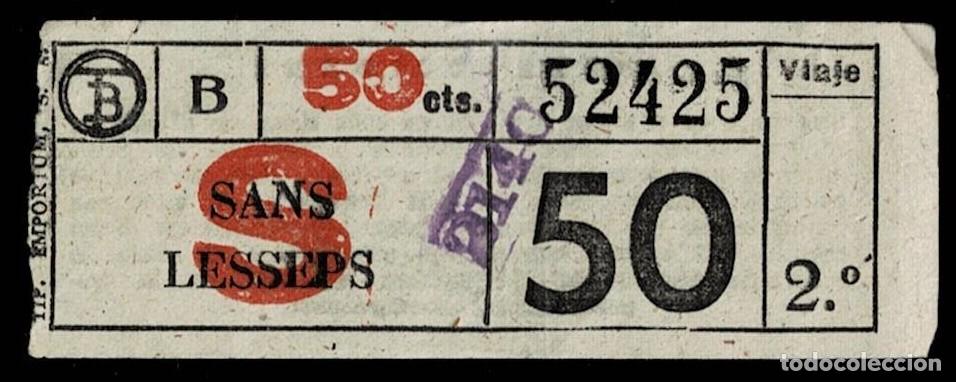 Coleccionismo billetes de transporte: 0212 TRANVIAS DE BARCELONA - Billete CAPICUA de 50 cts - Serie S- de SANS - LESSEPS n&ordm; 52425 Usado