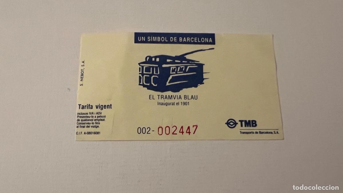 Coleccionismo billetes de transporte: Billete pasajero transporte EL TRANV&Iacute;A BLAU BARCELONA