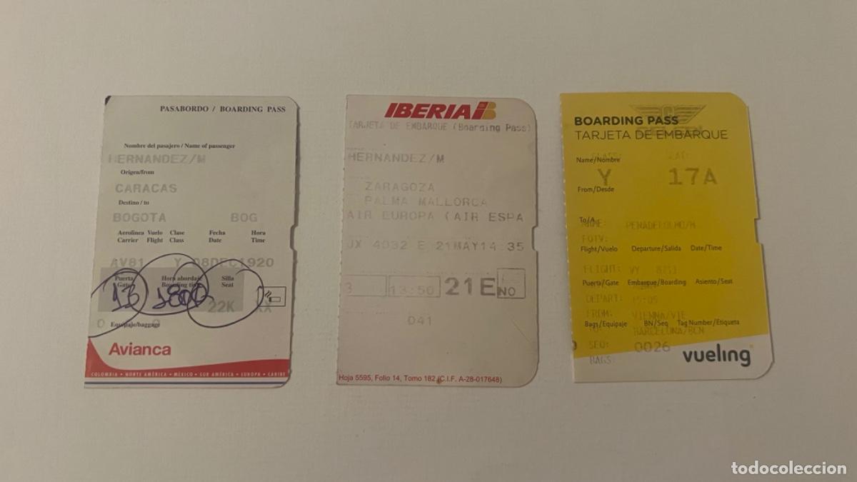 Coleccionismo billetes de transporte: Billete pasajero transporte 3 embarques de avi&oacute;n