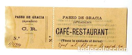 Coleccionismo billetes de transporte: Paseo de Gracia (Apeadero) Caf&eacute; - Restaurant