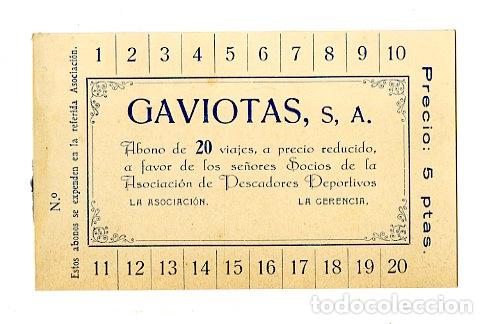 Coleccionismo billetes de transporte: Billete Gaviotas Socios Asosiaci&oacute;n Pescadores Deportivos