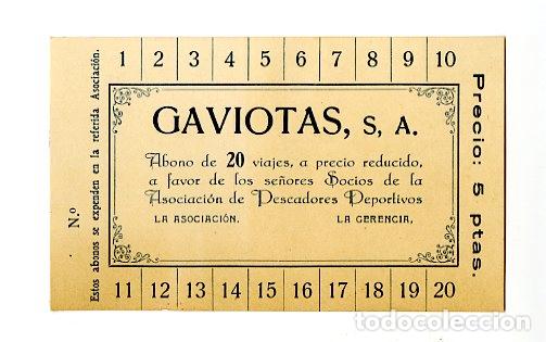 Coleccionismo billetes de transporte: Billete Gaviotas Socios Asosiaci&oacute;n Pescadores Deportivos