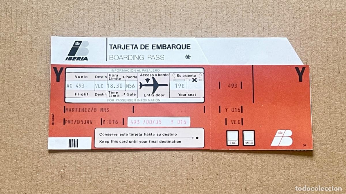 Coleccionismo billetes de transporte: Ticket transporte tarjeta embarque a&eacute;rea IBERIA