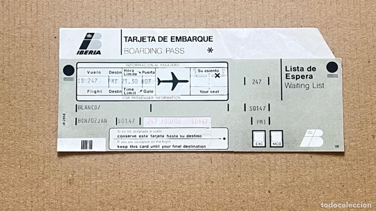 Coleccionismo billetes de transporte: Ticket transporte tarjeta embarque a&eacute;rea IBERIA