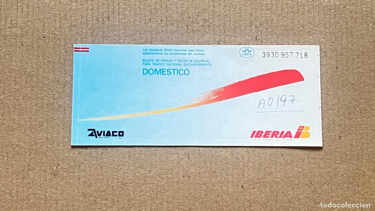 Coleccionismo billetes de transporte: Ticket transporte tarjeta embarque a&eacute;rea AVIACO IBERIA