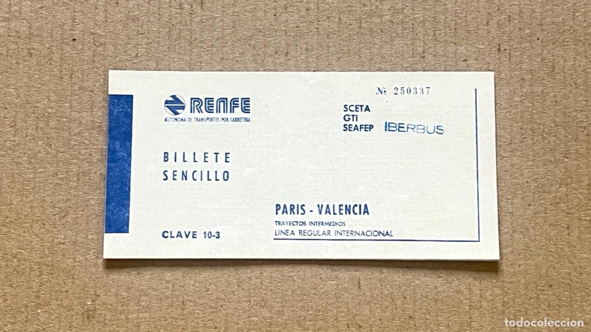 Coleccionismo billetes de transporte: Ticket transporte tarjeta embarque billete RENFE PARIS VALENCIA