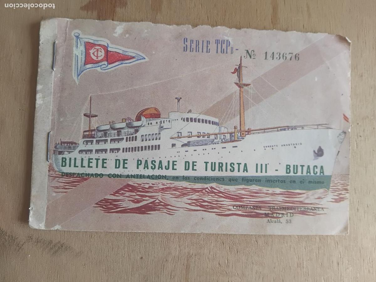 Coleccionismo billetes de transporte: BILLETE PASAJE DE TURISTA III - BUTACA. COMPA&Ntilde;IA TRANSMEDITERRANEA