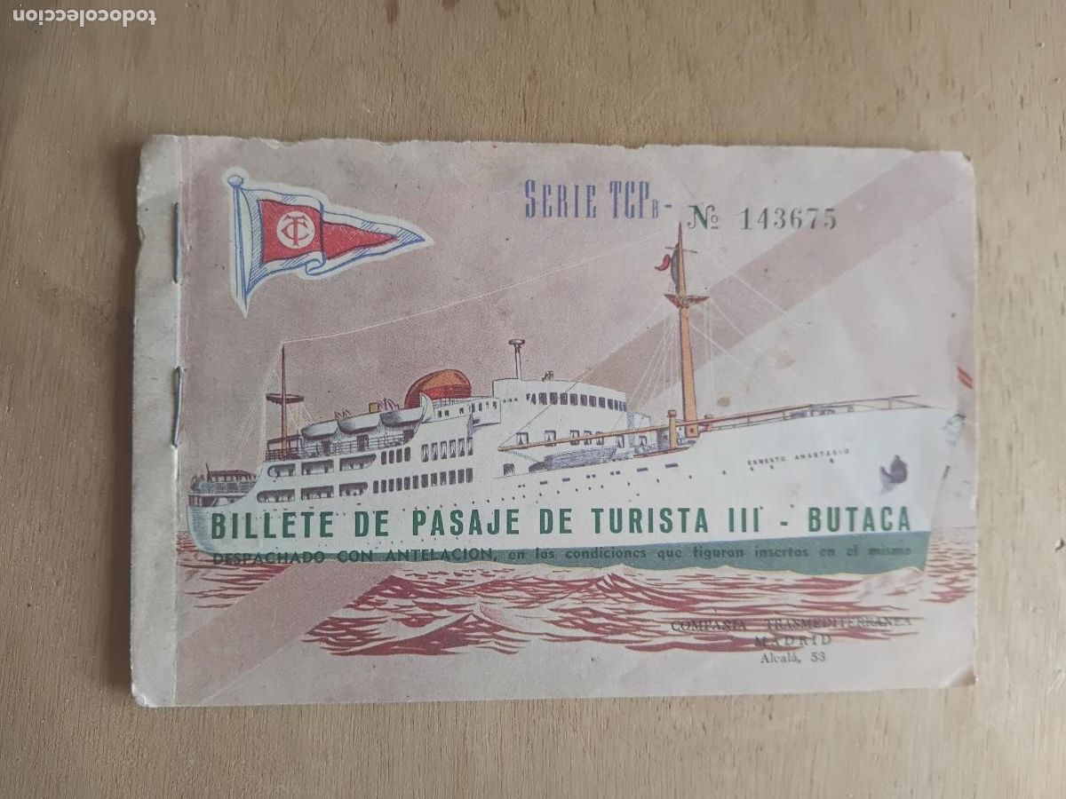 Coleccionismo billetes de transporte: BILLETE PASAJE DE TURISTA III - BUTACA. COMPA&Ntilde;IA TRANSMEDITERRANEA