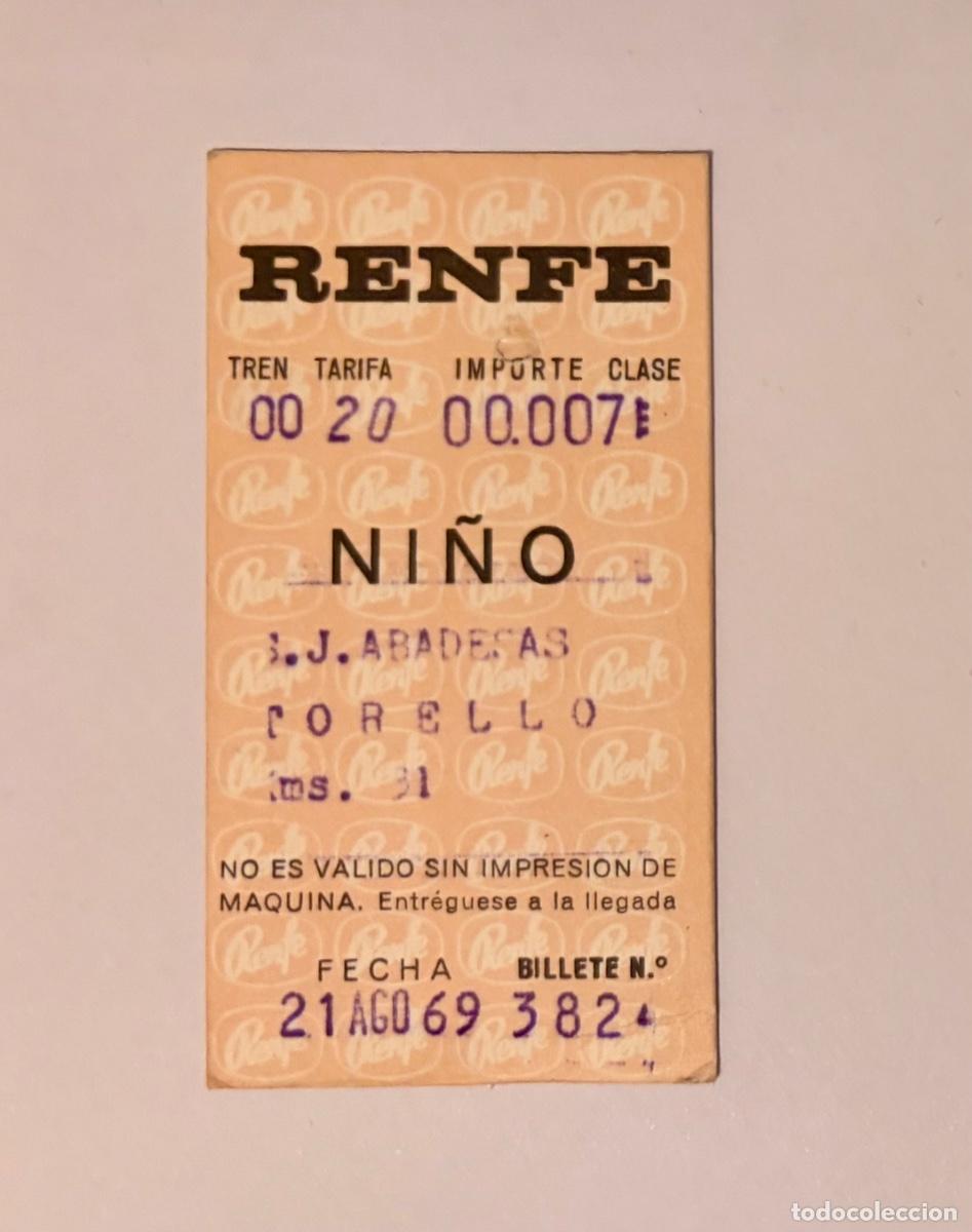 Coleccionismo billetes de transporte: ANTIGUO BILLETE TREN RENFE A&Ntilde;O 1969 TARIFA NI&Ntilde;O - SAN JOAN DE LES ABADESSES