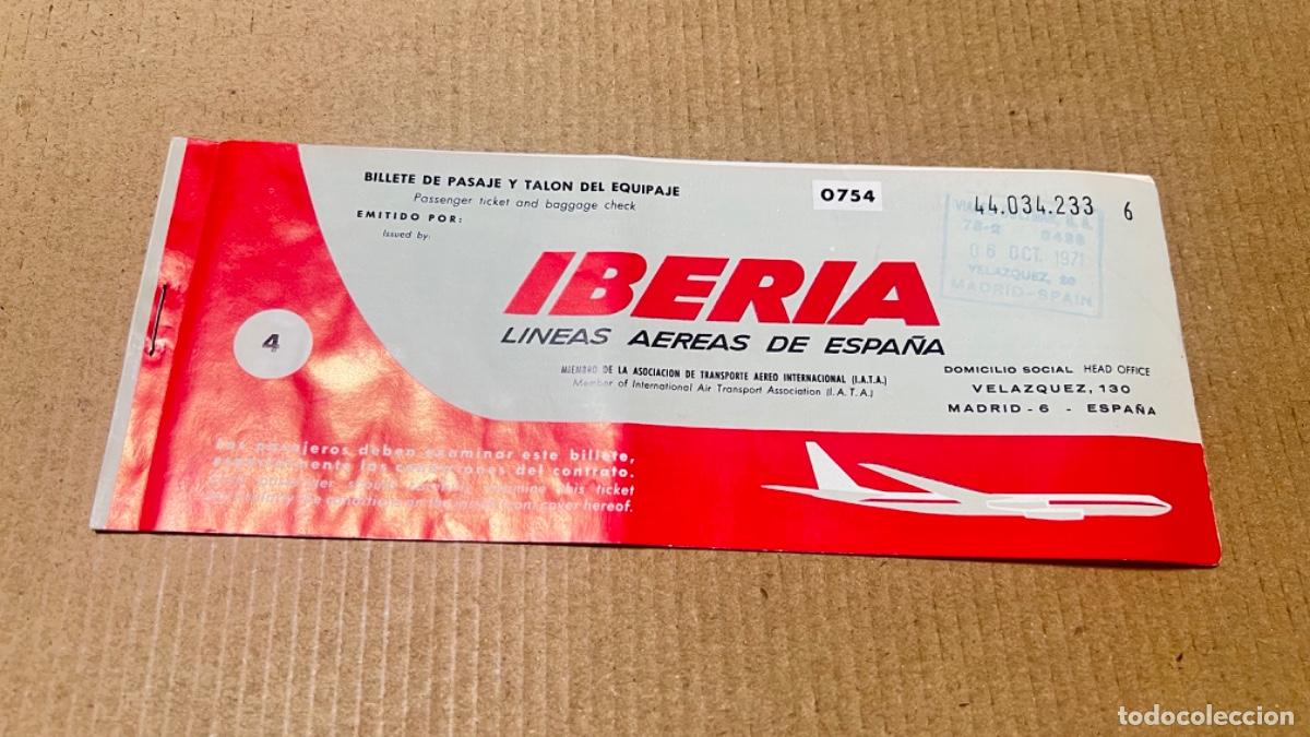 Coleccionismo billetes de transporte: Billete pasajero avi&oacute;n IBERIA transporte a&eacute;reo