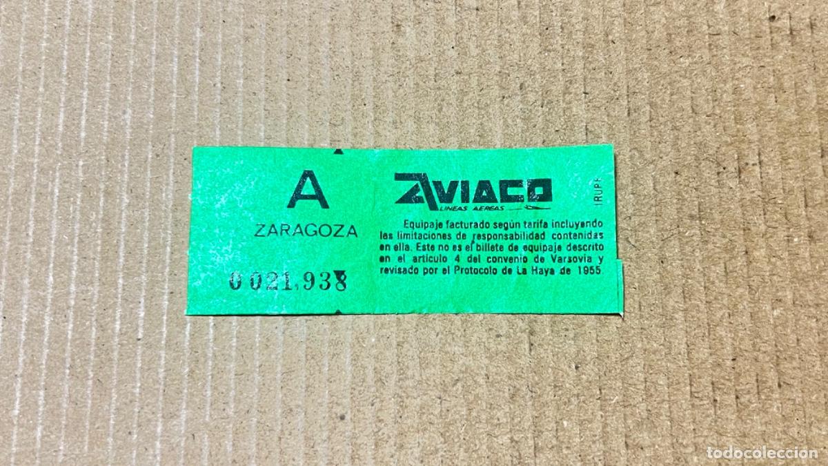Coleccionismo billetes de transporte: Billete pasajero avi&oacute;n equipaje facturado AVIACO transporte a&eacute;reo