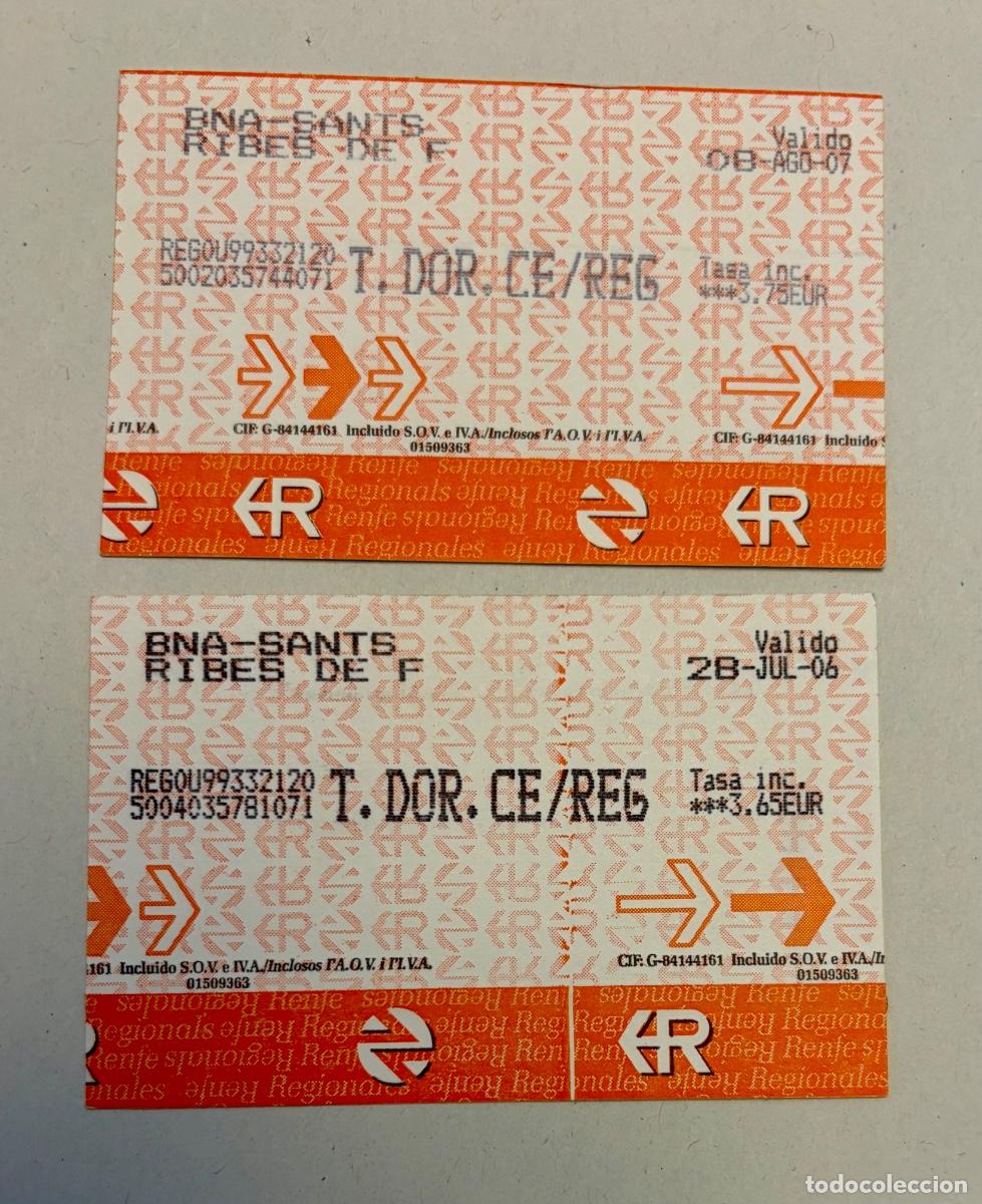Coleccionismo billetes de transporte: LOTE 2 BILLETE FERROCARRIL RENFE BARCELONA A RIBES DE FRESER