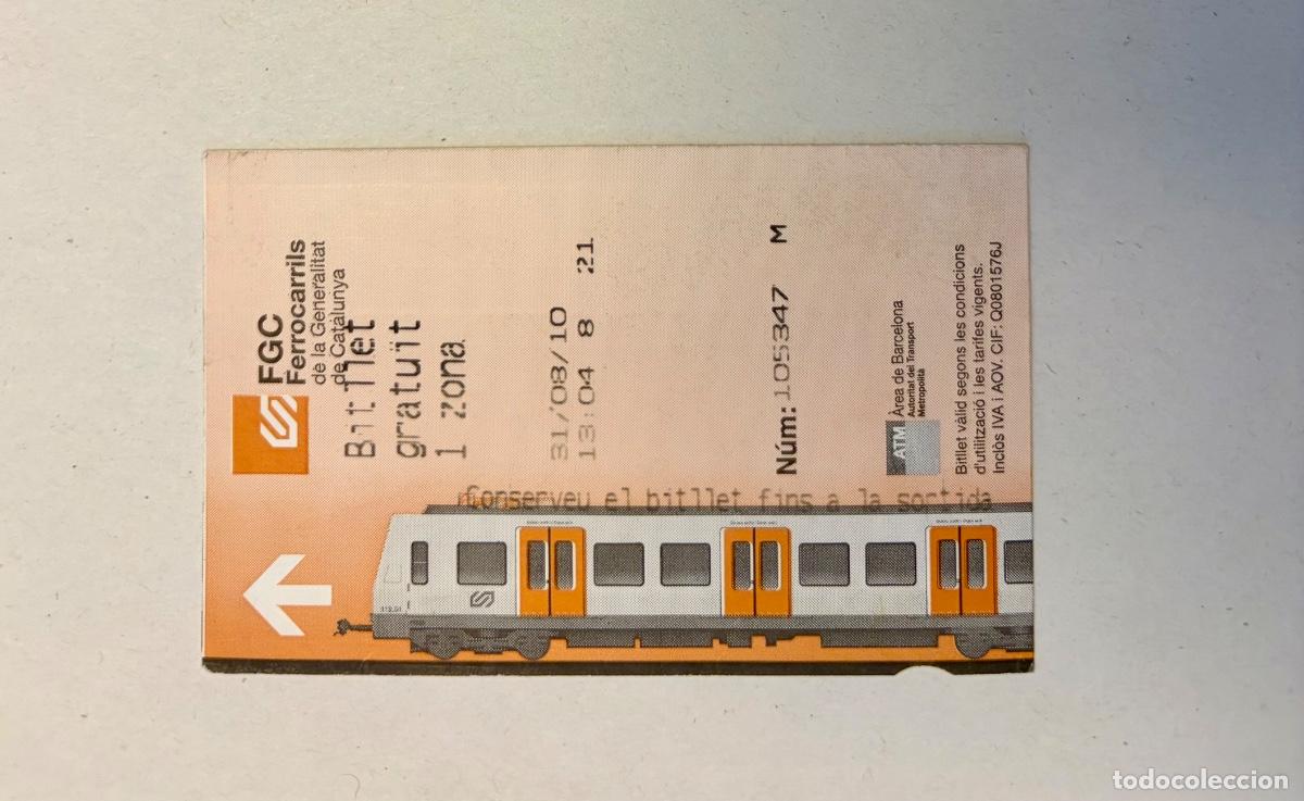 Coleccionismo billetes de transporte: BILLETE TREN FGC FERROCARRIL GENERALITAT DE CATALUNYA