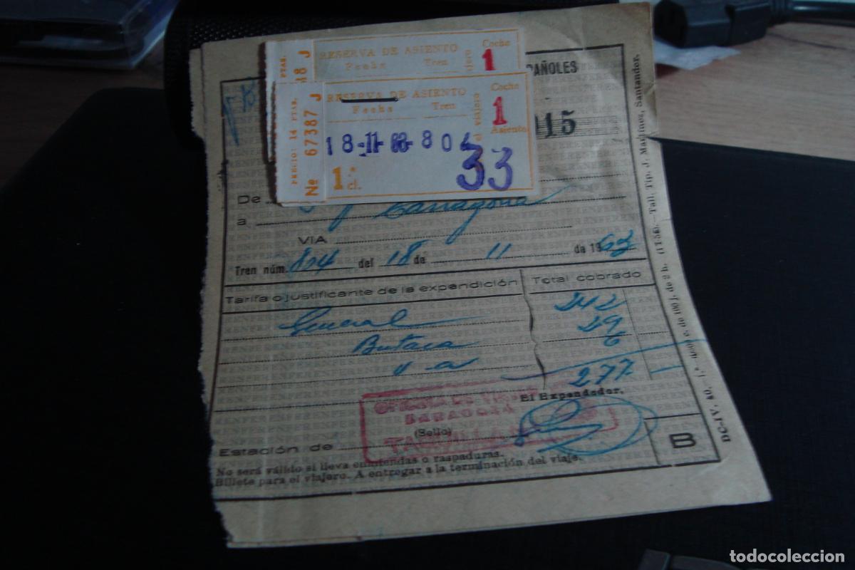 Coleccionismo billetes de transporte: ANTIGUO BILLETE RENFE FERROCARRILES ESPA&Ntilde;OLES. ZARAGOZA TARRAGONA 1963
