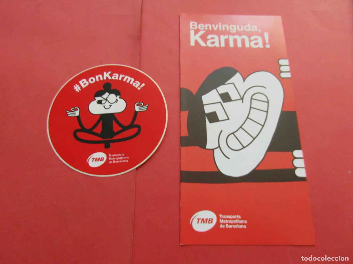 Collectionnisme Billets de transport: PEGATINA ADHESIVO SIN USAR + FOLLETO BARCELONA TMB METRO AUTOBUS KARMA - COLECCION TRASNPORTE