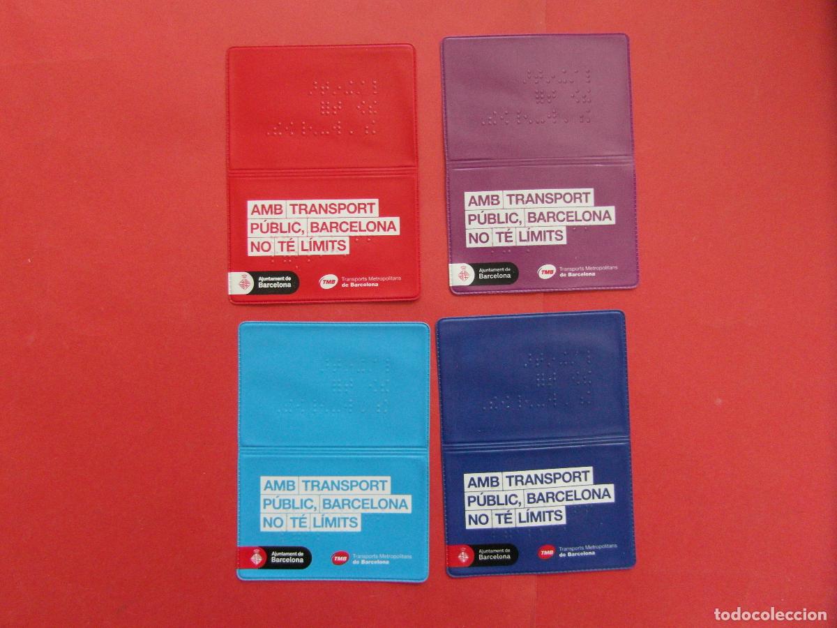 Coleccionismo billetes de transporte: LOTE 4 DIFERENTES PORTA TARJETA DE TRANSPORTE TMB BRAILLE - BARCELONA TMB ATM FGC AMB