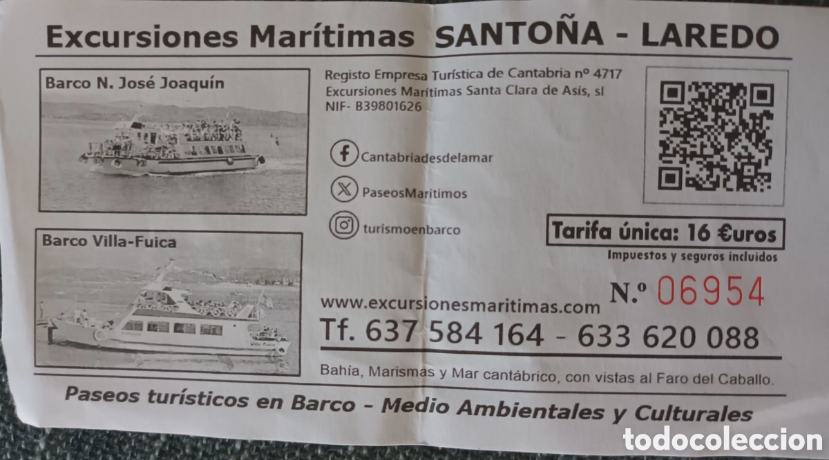 Coleccionismo billetes de transporte: BILLETE DE BARCO. EXCURSIONES MARITIMAS