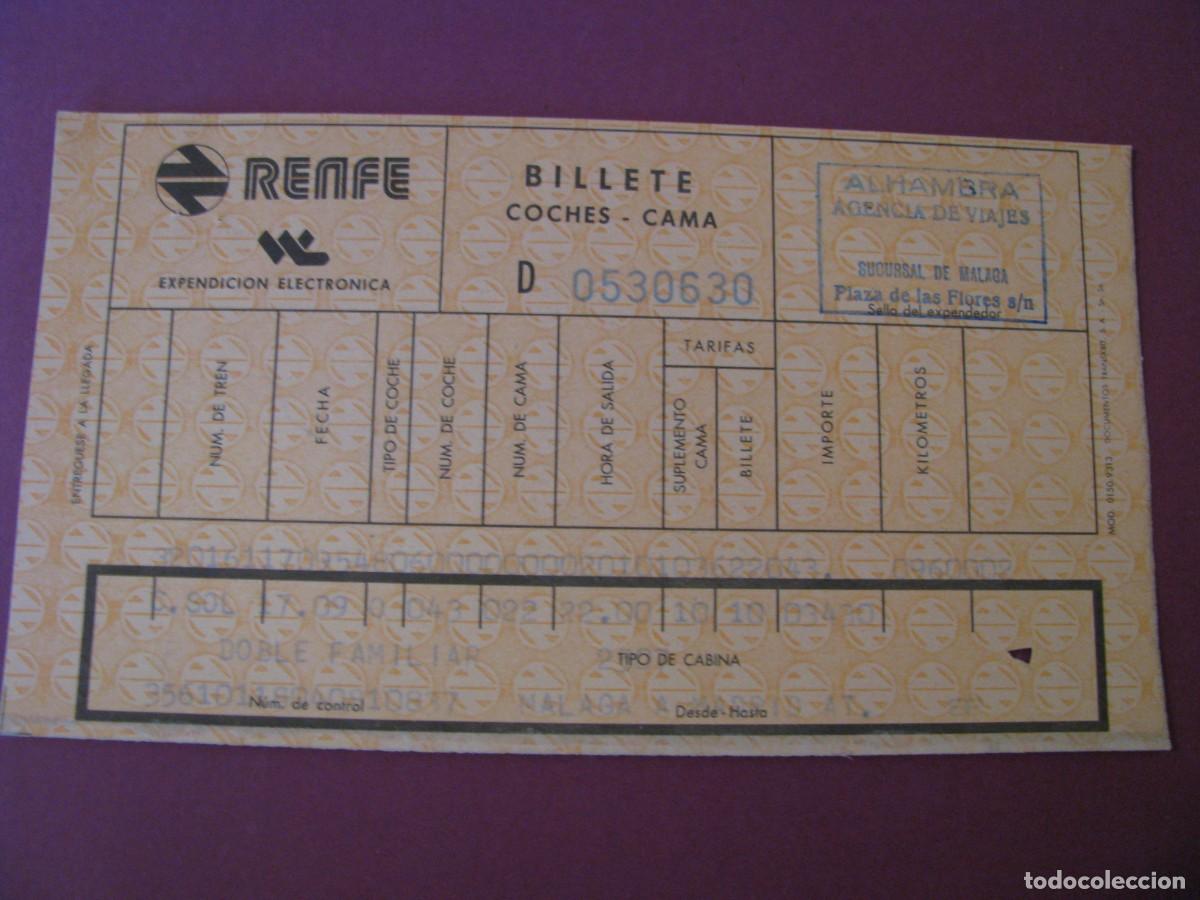 Coleccionismo billetes de transporte: BILLETE RENFE 1980. MALAGA-MADRID.