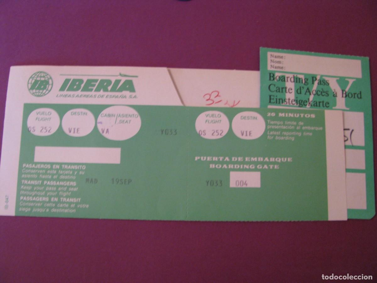 Coleccionismo billetes de transporte: BILLETE, TARJETA DE EMBARQUE DE IBERIA. VUELO MADRID-VIENA. 1980