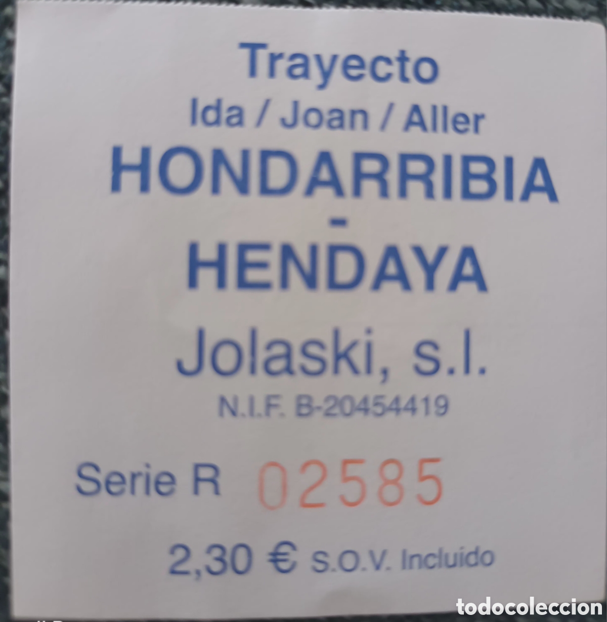 Coleccionismo billetes de transporte: BILLETE BARCO HONDARRIBIA HENDAYA