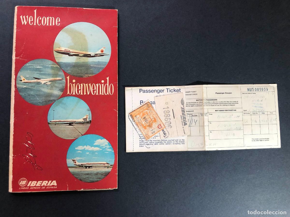 Coleccionismo billetes de transporte: BILLETE IBERIA Y CARPETA PORTA DOCUMENTOS / A&Ntilde;O 1968