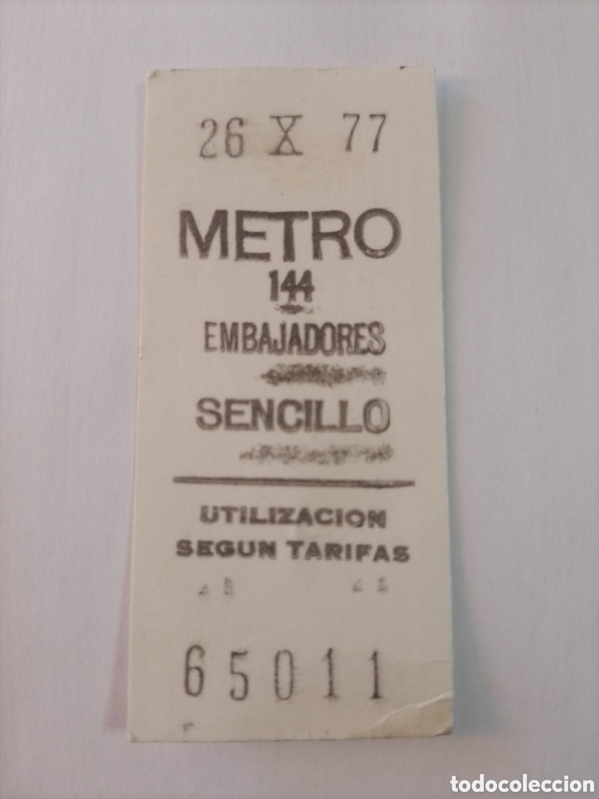 Coleccionismo billetes de transporte: Billete metro Madrid - 1977.