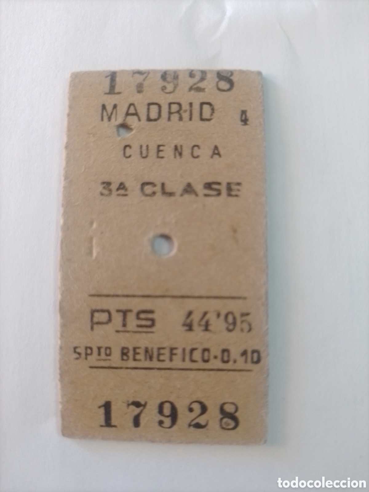 Coleccionismo billetes de transporte: Billete de tren Madrid - Cuenca - 3 clase.